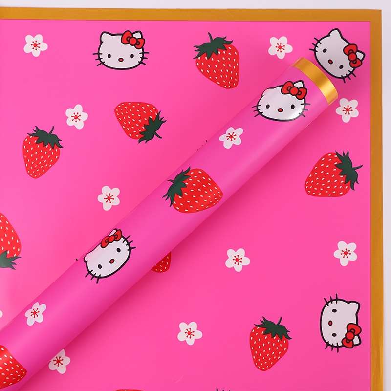 LR Hello Kitty Cat, Strawberry, and Floral Wrapping Paper