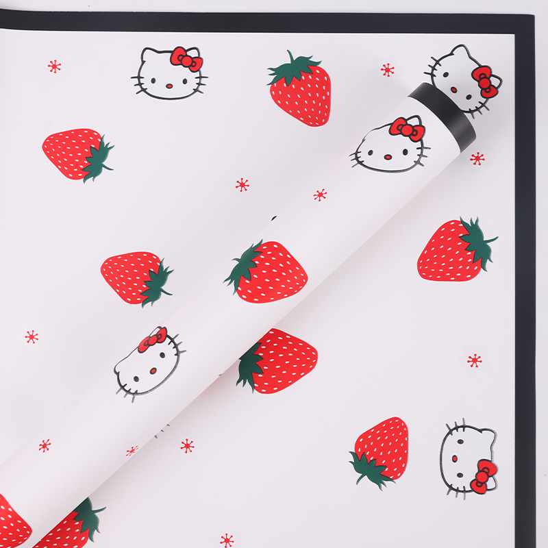 LR Hello Kitty Cat, Strawberry, and Floral Wrapping Paper