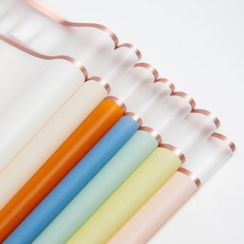 LR Solid Champagne-Colored Floral Wrapping Paper