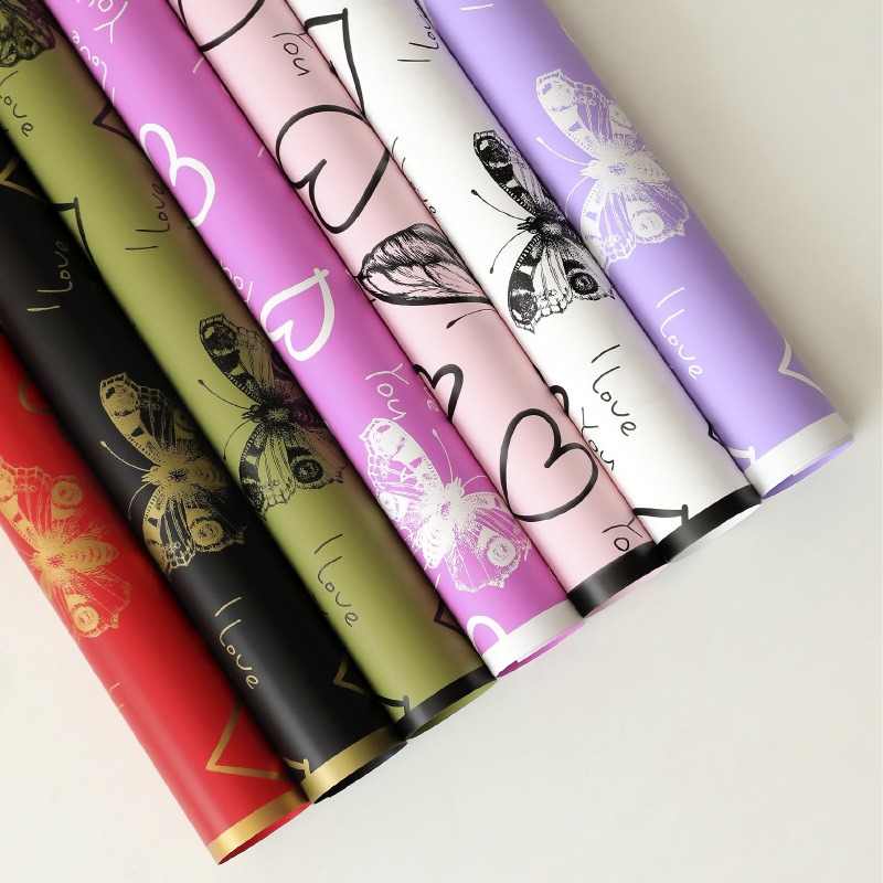 LR Butterfly Lovers Romantic Floral Wrapping Paper