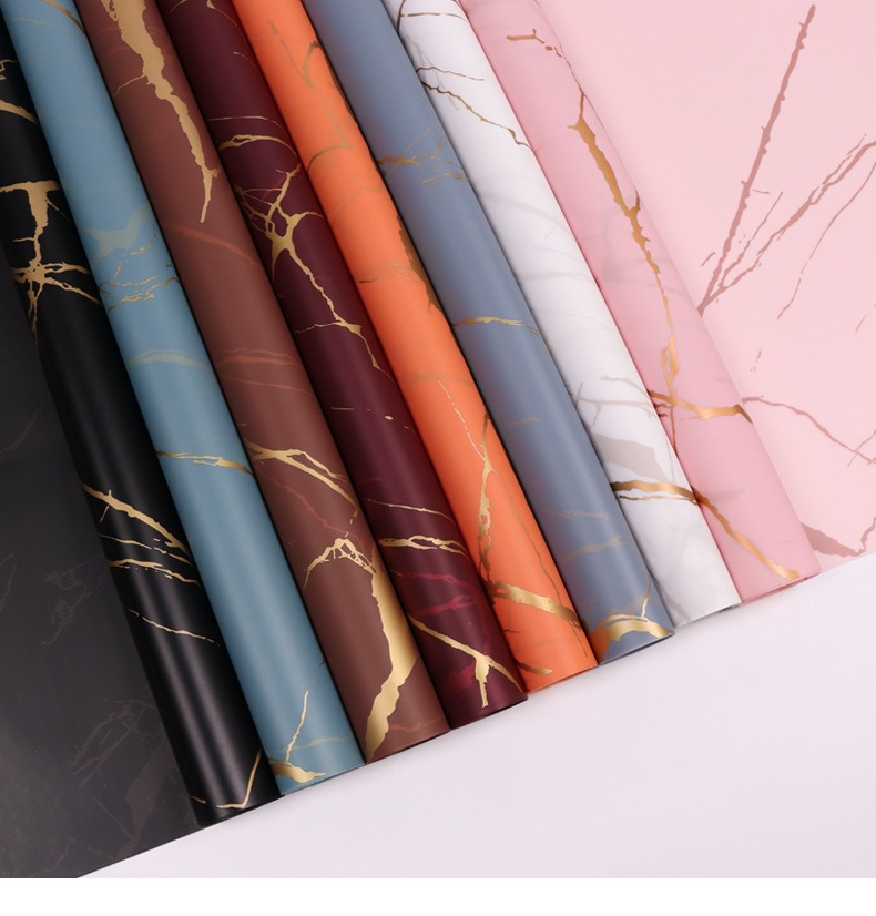 Waterproof Marble-Patterned Floral Wrapping Paper