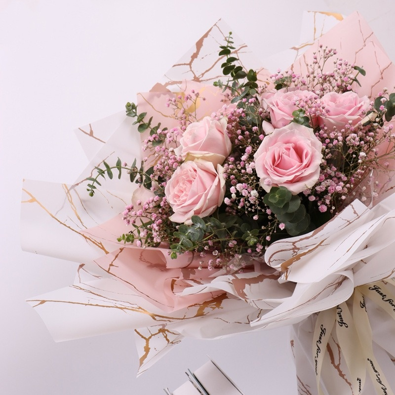 Waterproof Marble-Patterned Floral Wrapping Paper