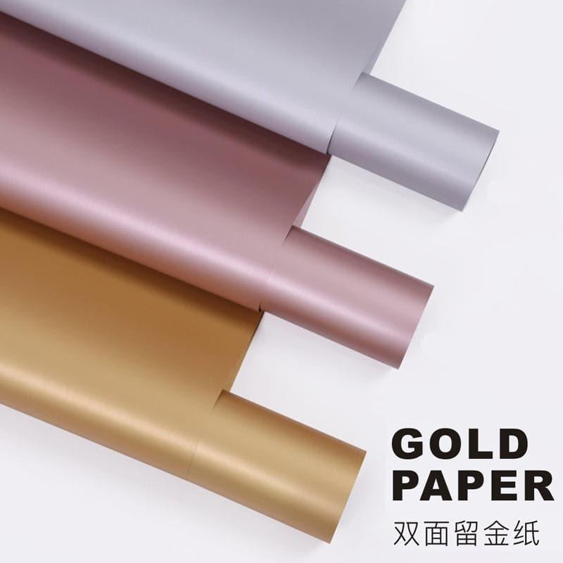 LR Rose Gold and Gold Mirror-Finish Wrapping Paper — Pack of 20 Sheets