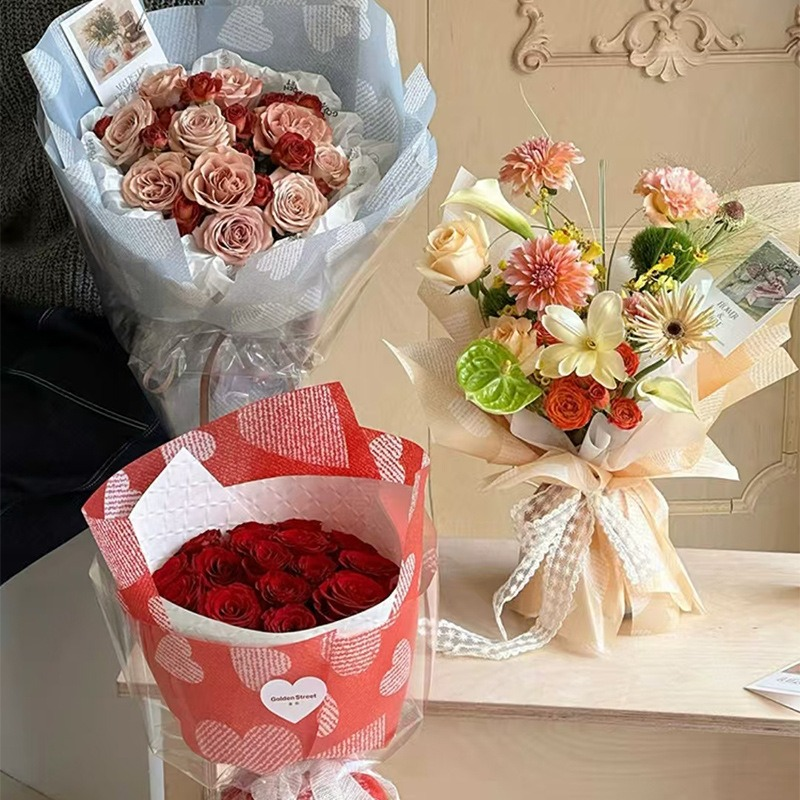 Wedding Bouquet Wrapping Paper: Letter & Heart Design