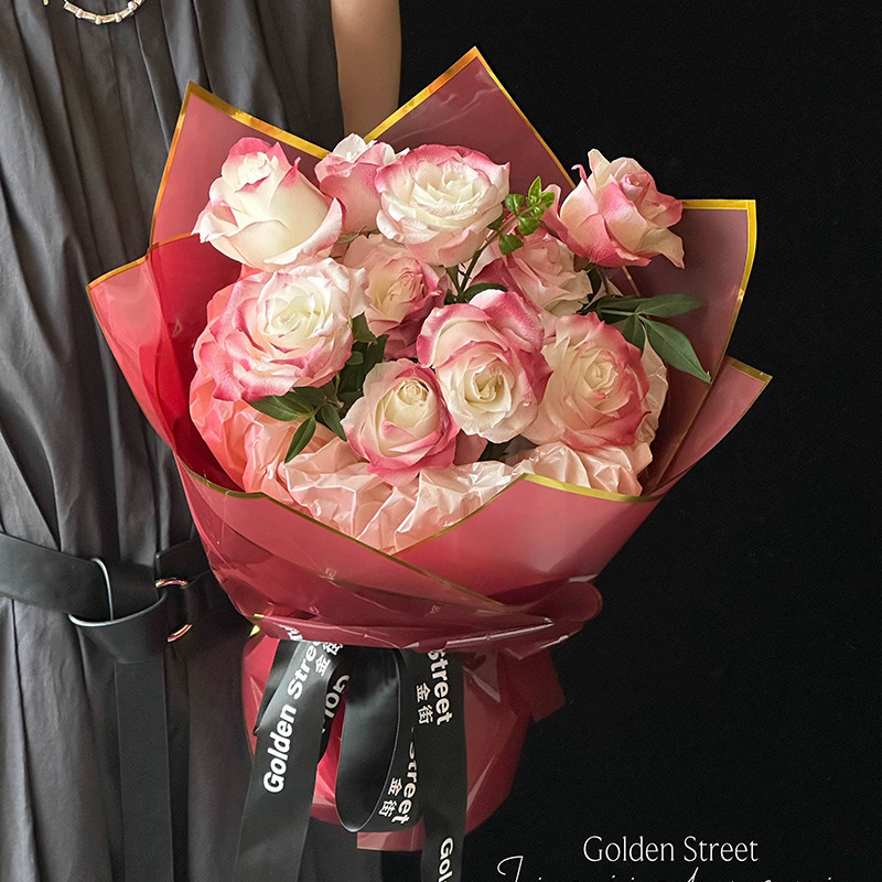 Gold-Rimmed Floral Wrapping Paper