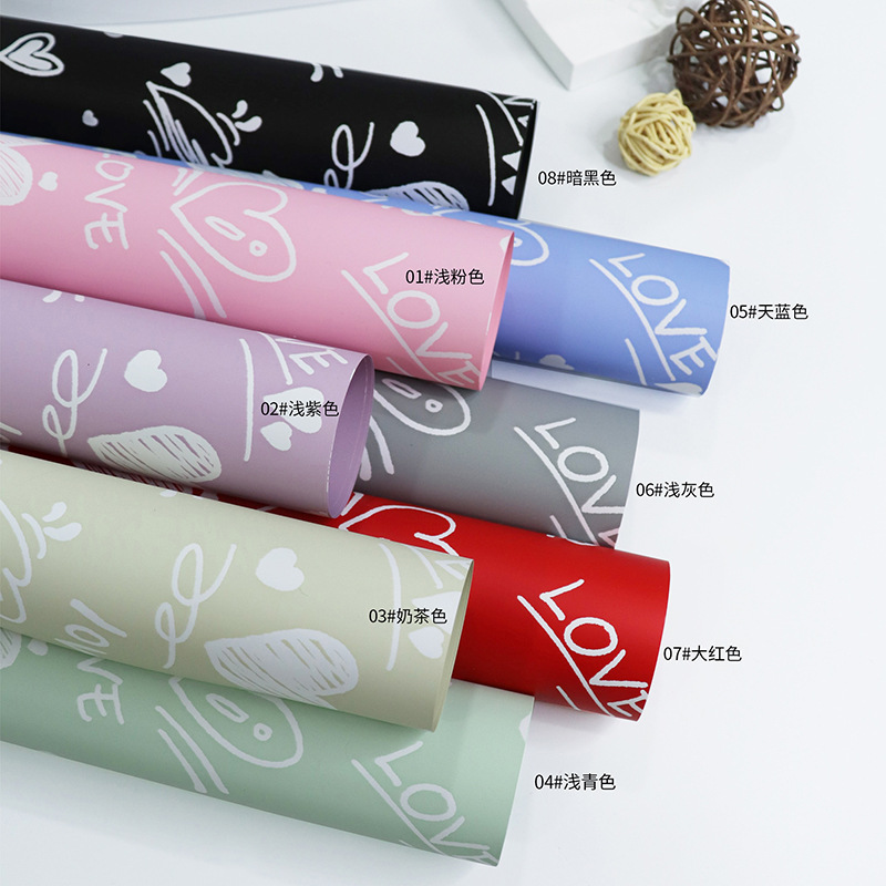 Heart-Patterned Floral Wrapping Paper