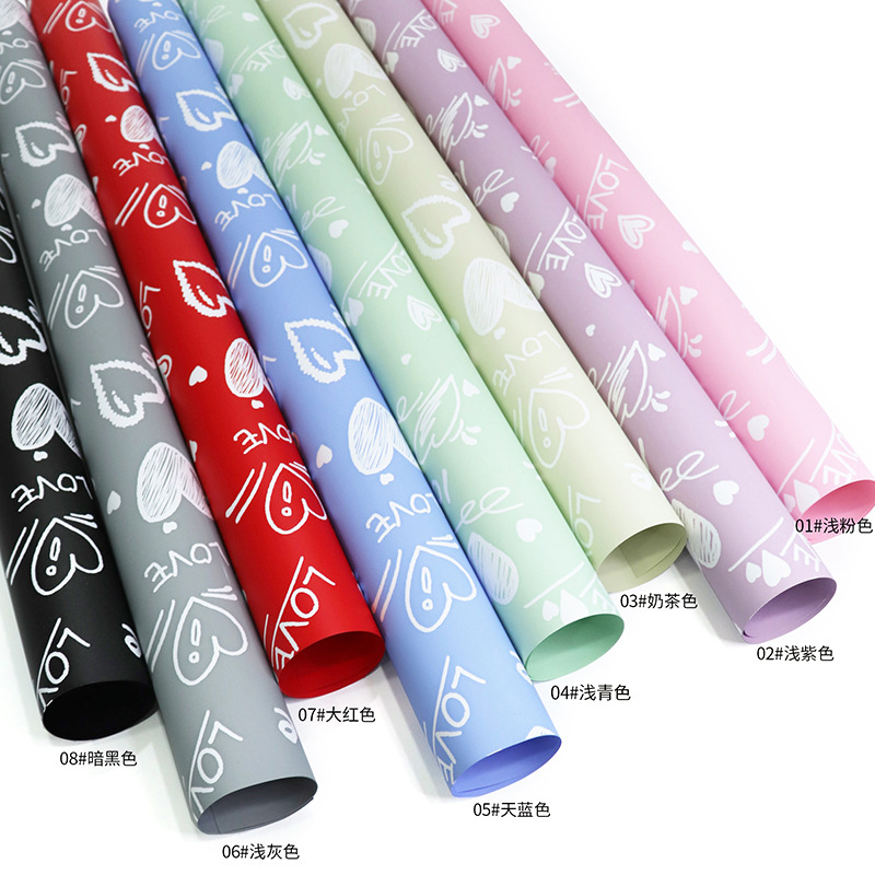 Heart-Patterned Floral Wrapping Paper