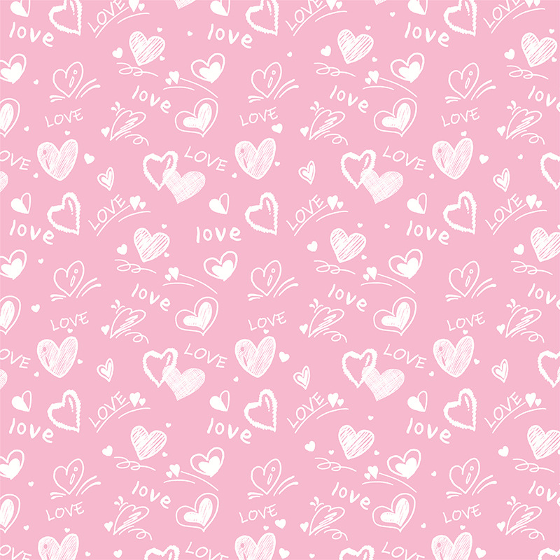 Heart-Patterned Floral Wrapping Paper