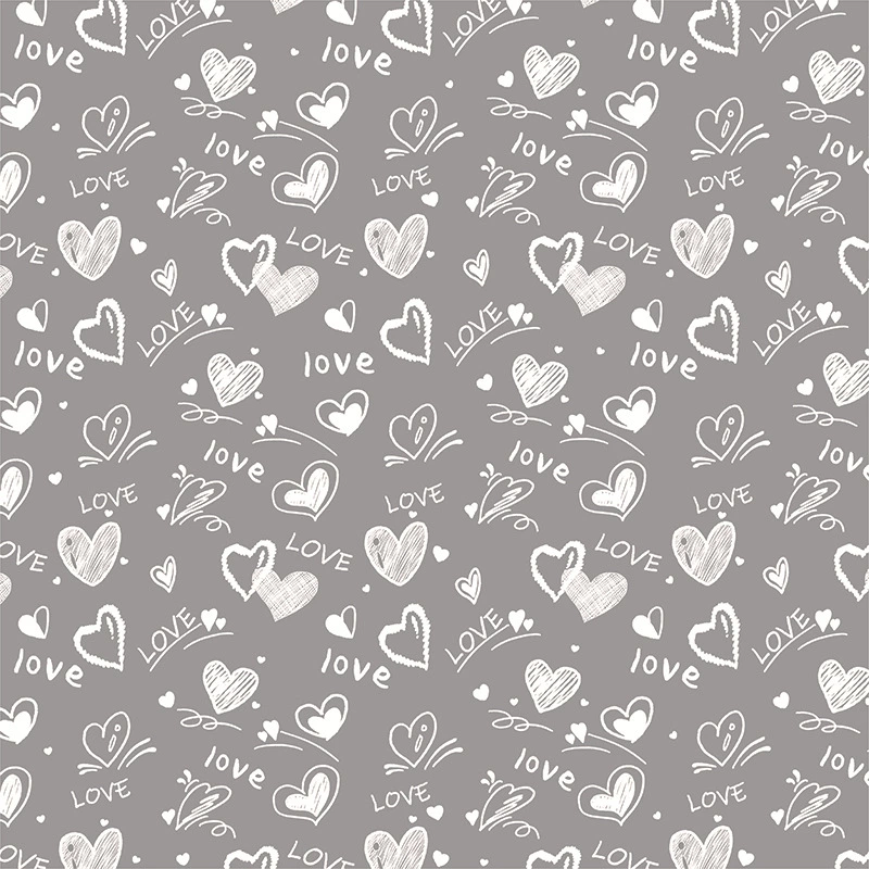 Heart-Patterned Floral Wrapping Paper