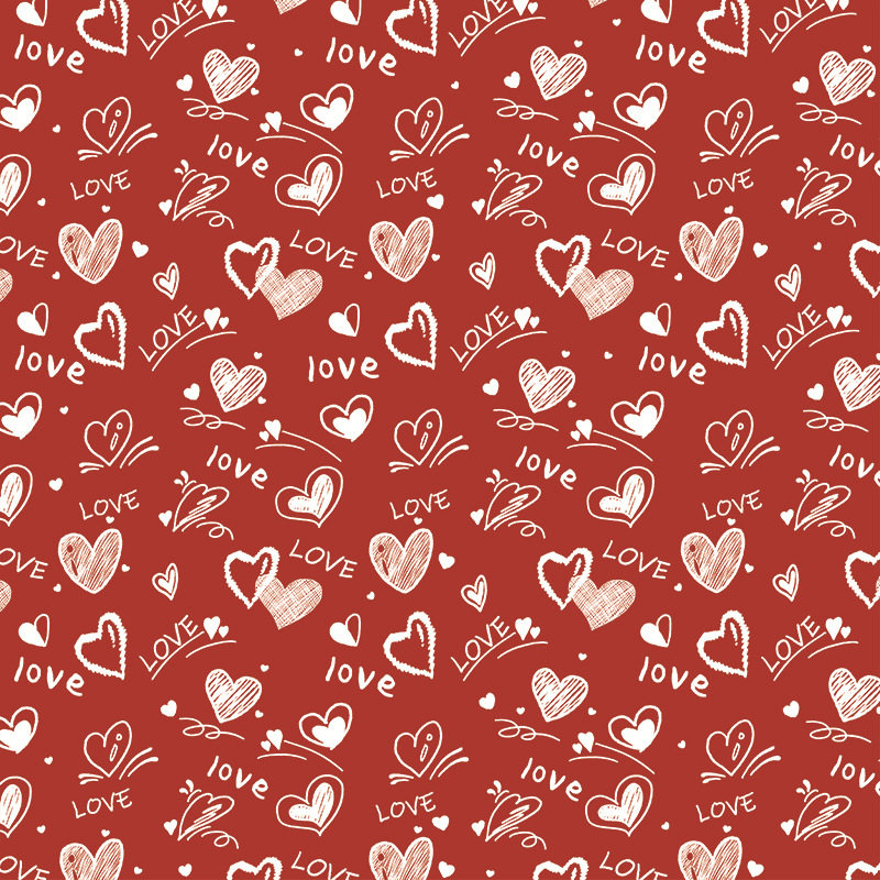 Heart-Patterned Floral Wrapping Paper
