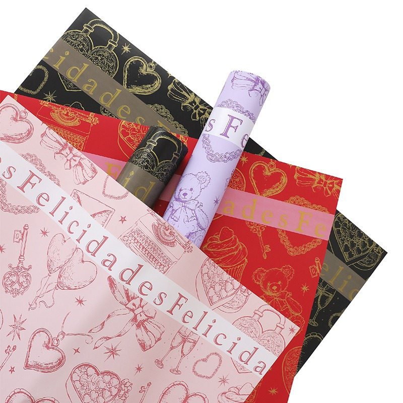 微信图片_20260407150939_7515_1 Birthday Flower Bouquet Wrapping Paper with a Teddy Bear Pattern