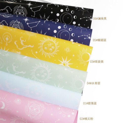 Star Map Black Floral Wrapping Paper