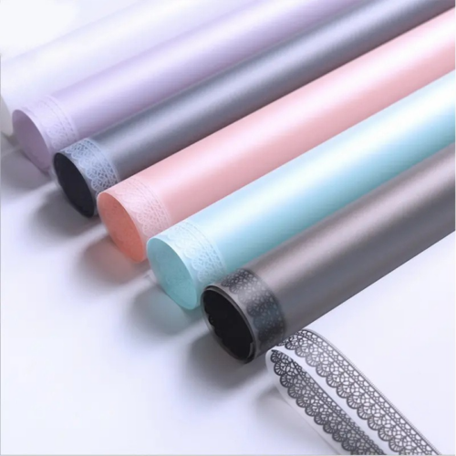 Matte Floral Wrapping Paper with Lace Trim