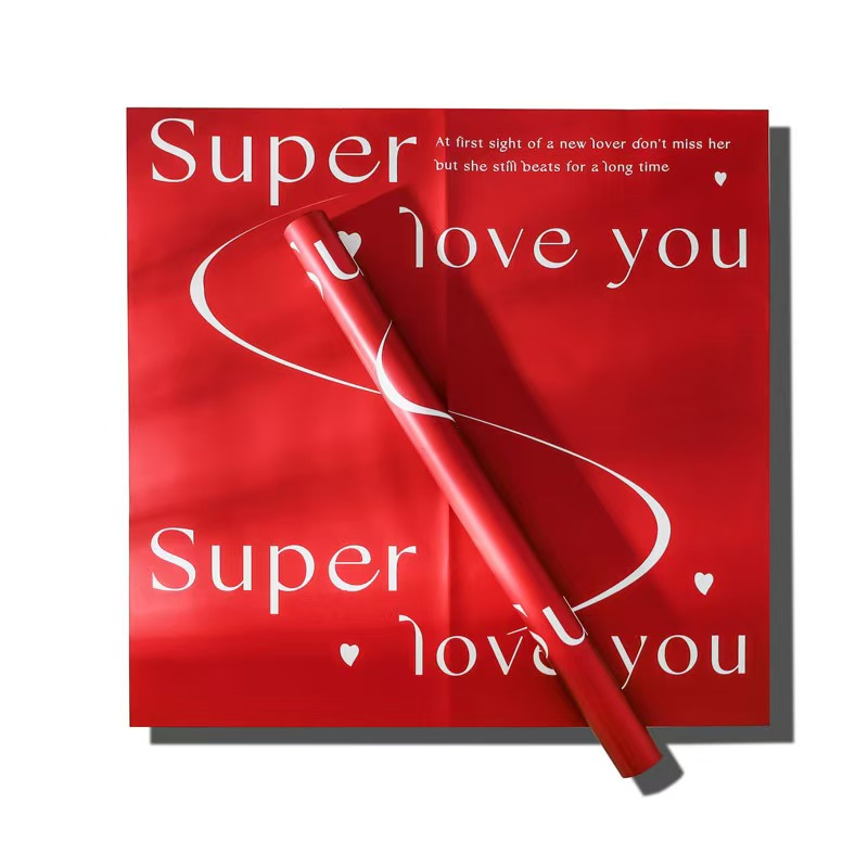 Super Heart-Themed Floral Wrapping Paper