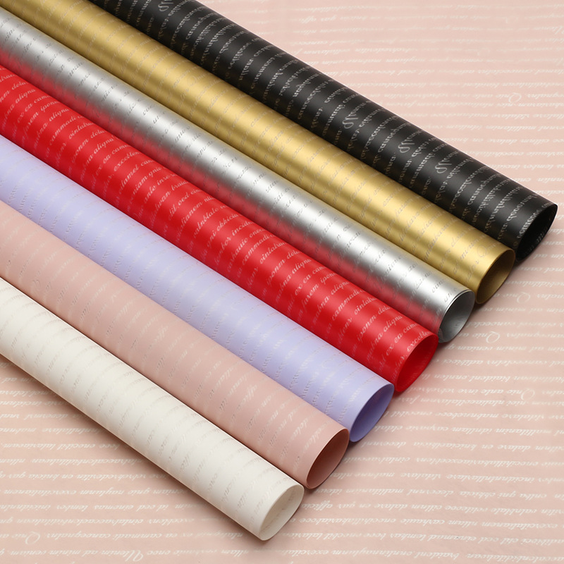 Small English Text Korean-Style Plain Paper Flower Wrapping Paper