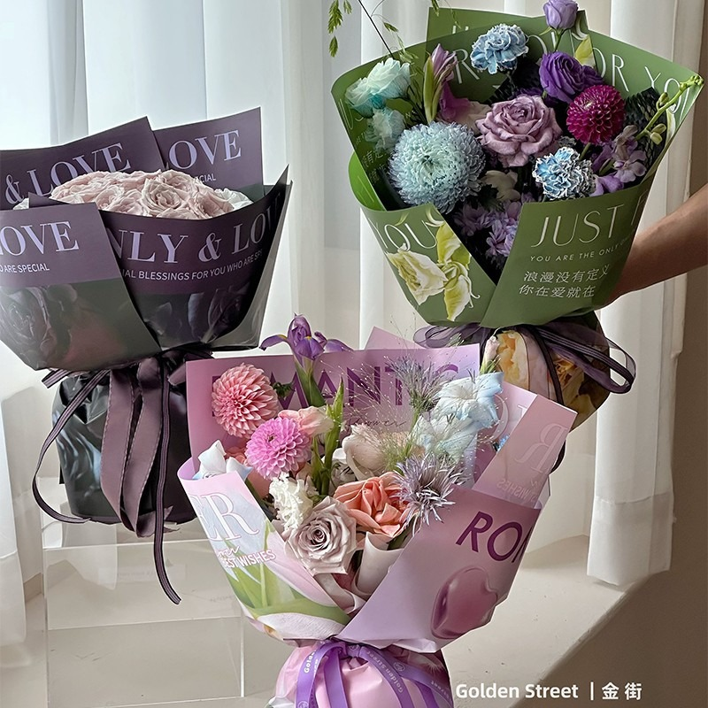 New Style Flower Wrapping Paper: Flexible Film with Double-Sided Waterproofing