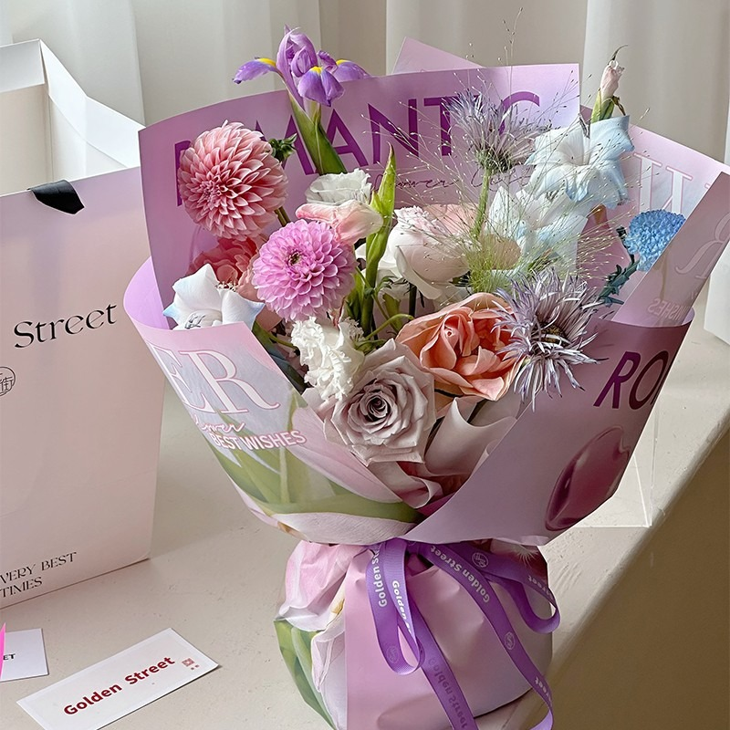 New Style Flower Wrapping Paper: Flexible Film with Double-Sided Waterproofing