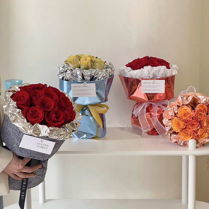 Extra-Thick Fluorescent Mirror-Finish Bouquet Wrapping Paper