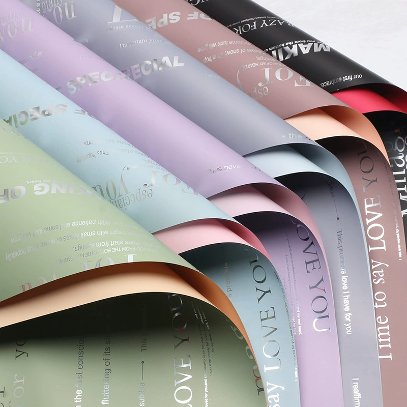 English-Print Silver Metallized Flower Wrapping Paper (Bouquet Paper)