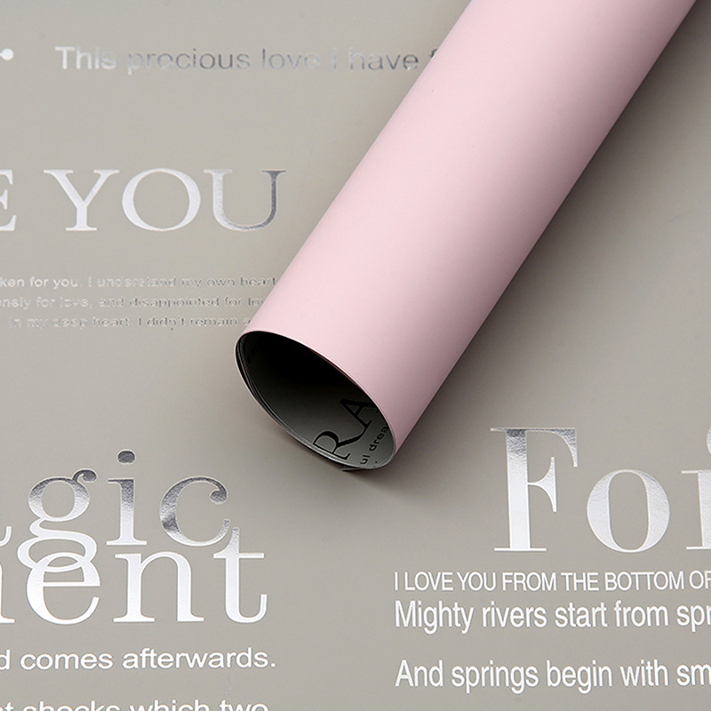 English-Print Silver Metallized Flower Wrapping Paper (Bouquet Paper)