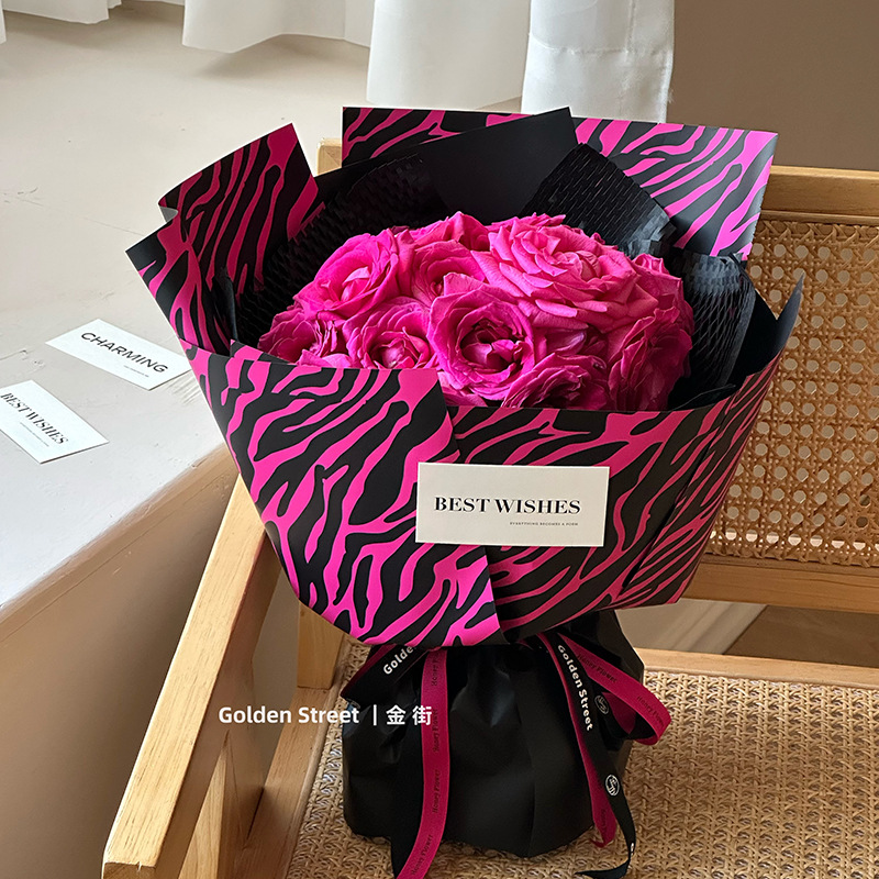 Zebra-Print Floral Wrapping Paper