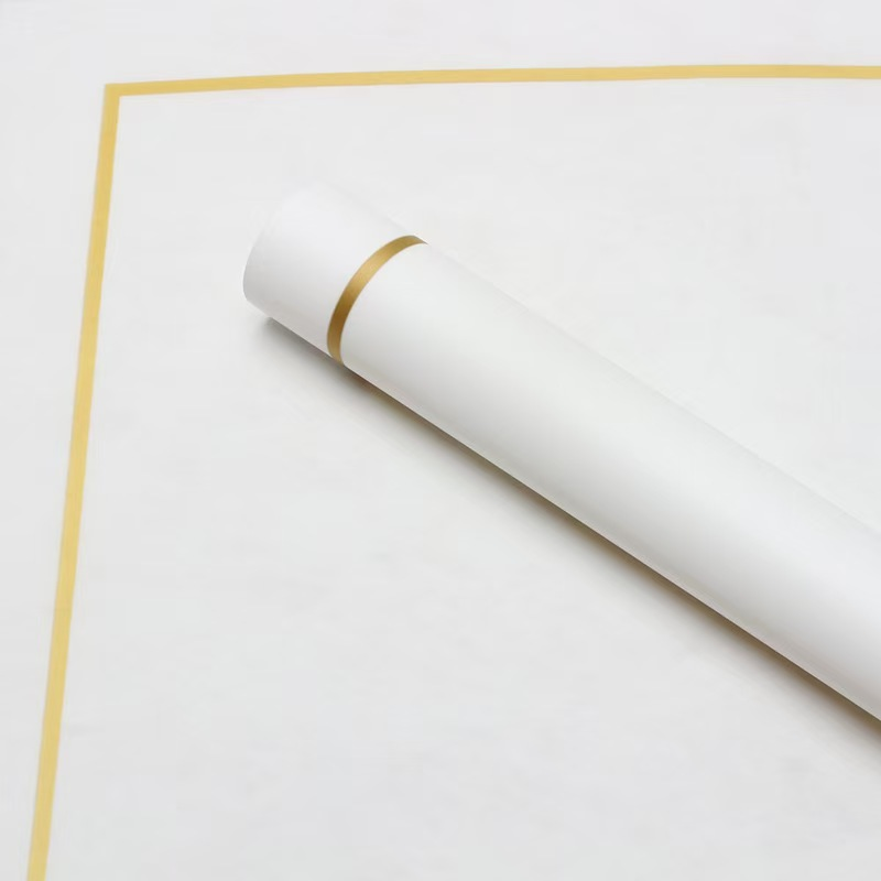 微信图片_20260410155642_8429_1 Gold-Rimmed Minimalist Floral Wrapping Paper
