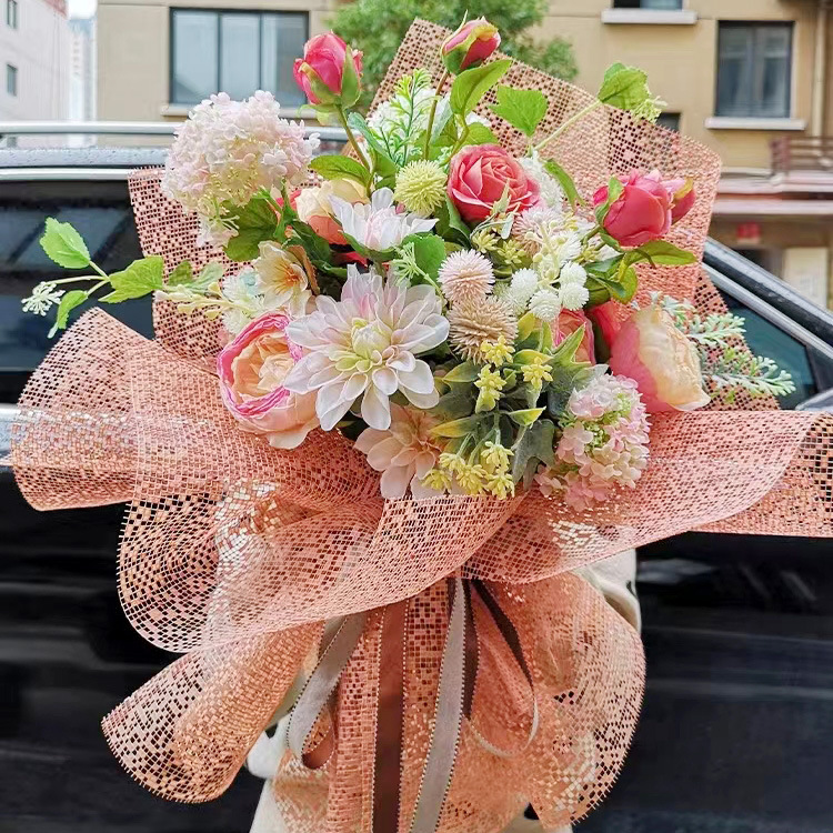 Korean-Style Floral Packaging: Jacquard Mesh Bouquet Wrap