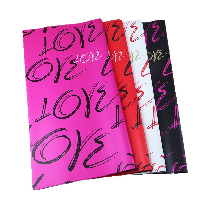 "LOVE" Floral Wrapping Paper — Plastic Film Flower Packaging