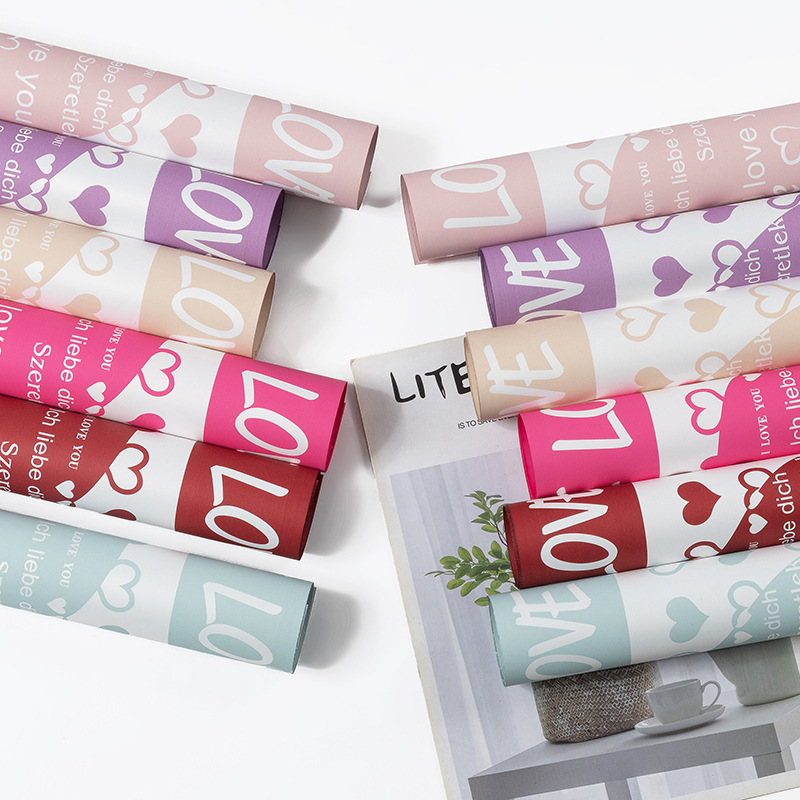 "Love Declaration" Floral Wrapping Paper (Pearlescent Film)