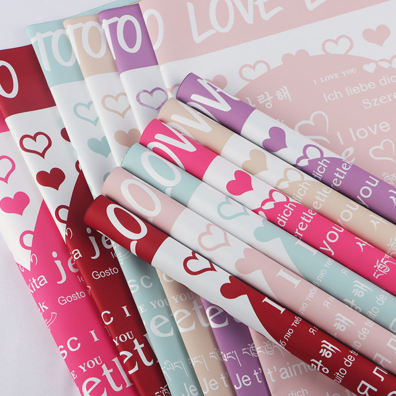 "Love Declaration" Floral Wrapping Paper (Pearlescent Film)