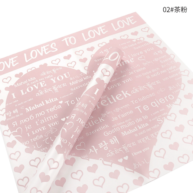 "Love Declaration" Floral Wrapping Paper (Pearlescent Film)
