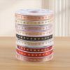Gold-Stamped Heart Ribbon — 1 cm, 35 Yards