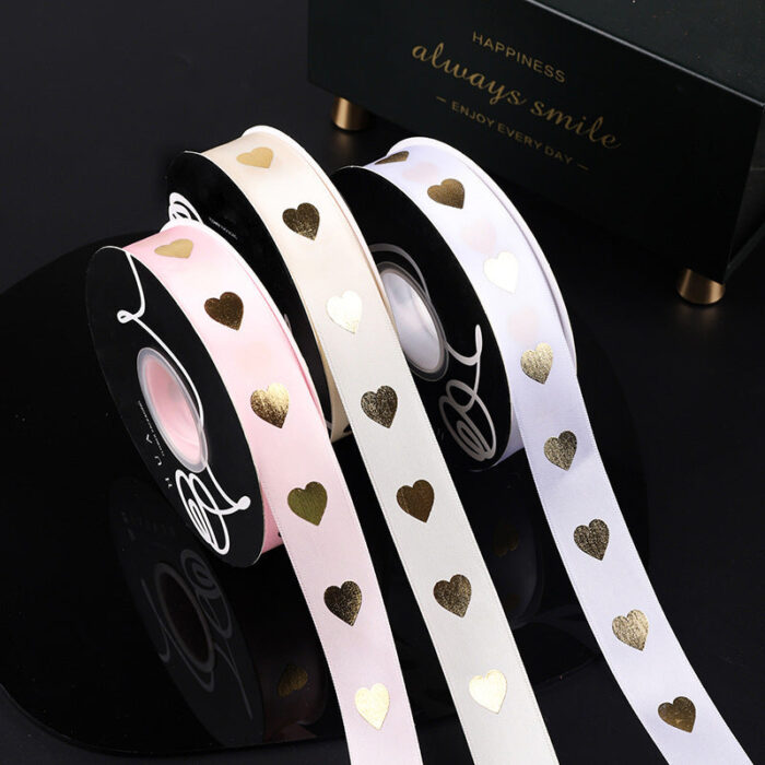 Hot-Stamped Mini Heart Ribbon — 2cm x 32 Yards