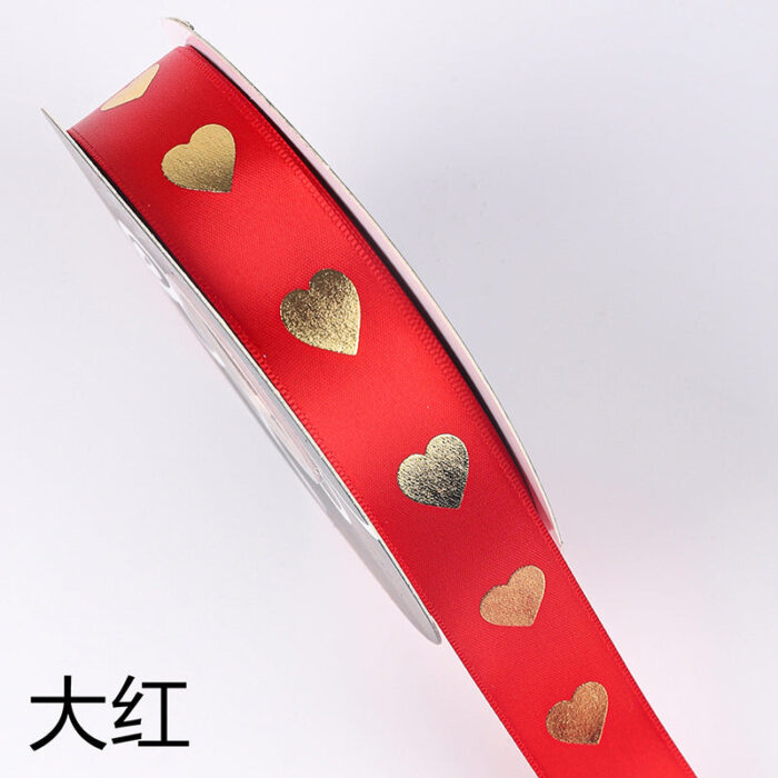 Hot-Stamped Mini Heart Ribbon — 2cm x 32 Yards