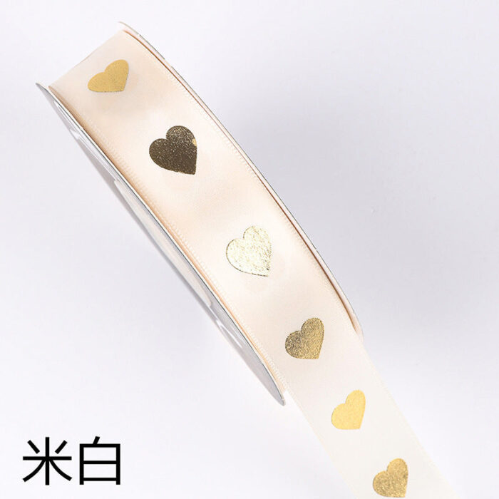 Hot-Stamped Mini Heart Ribbon — 2cm x 32 Yards