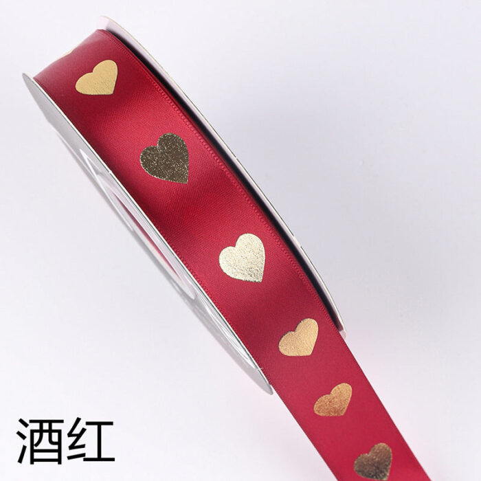 Hot-Stamped Mini Heart Ribbon — 2cm x 32 Yards