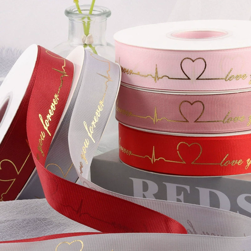 Heart-fluttering hot foil ribbed ribbon