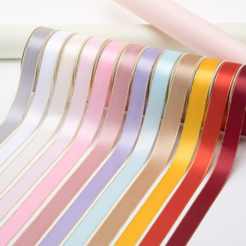 Gold-edged polyester ribbon for flower wrapping