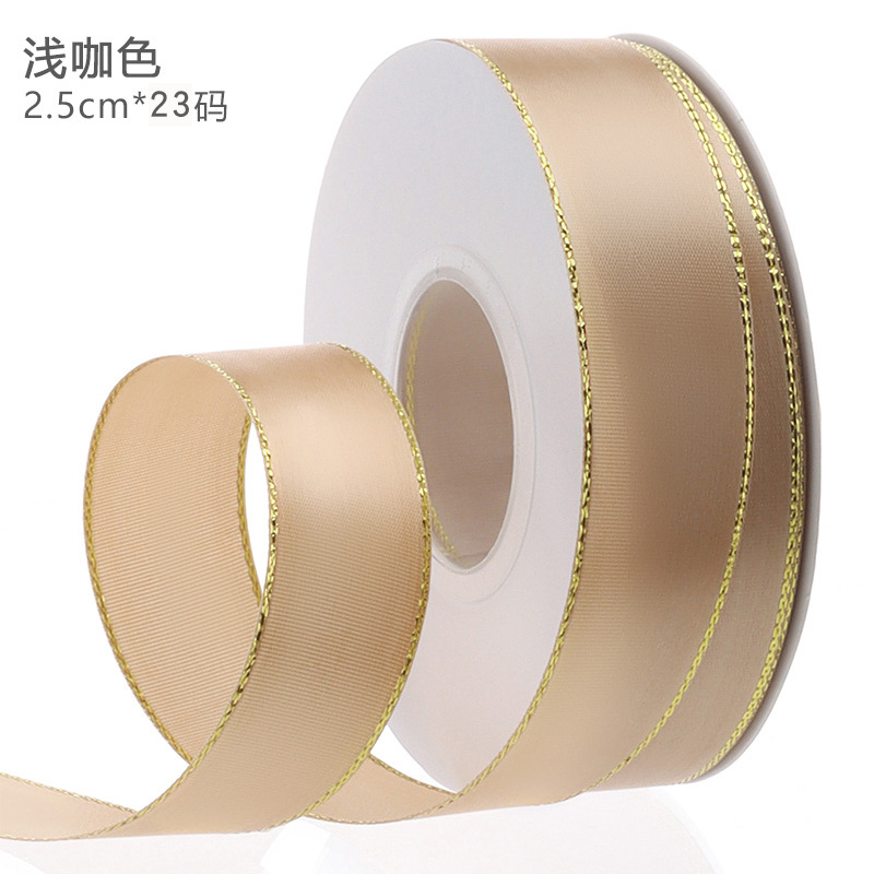 Gold-edged polyester ribbon for flower wrapping