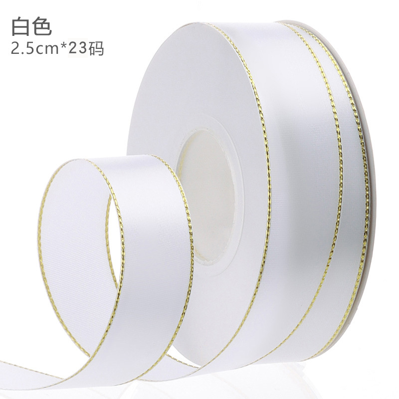 Gold-edged polyester ribbon for flower wrapping