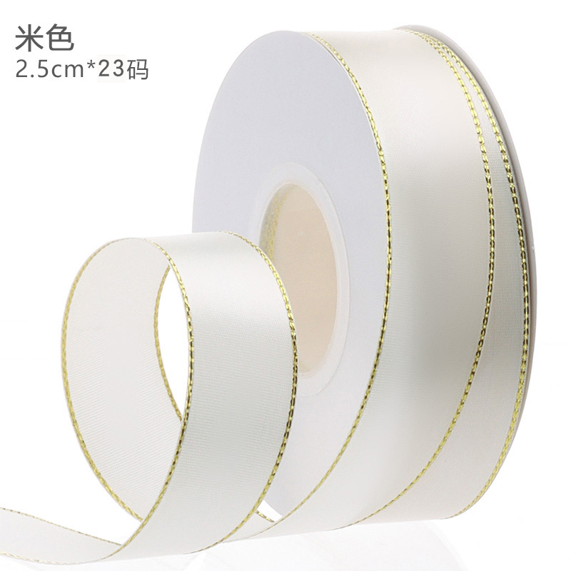 Gold-edged polyester ribbon for flower wrapping
