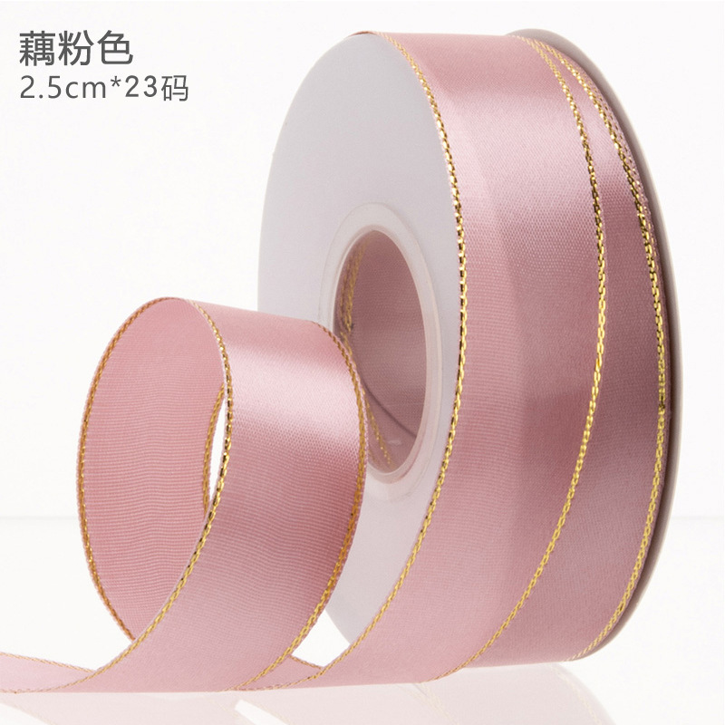 Gold-edged polyester ribbon for flower wrapping