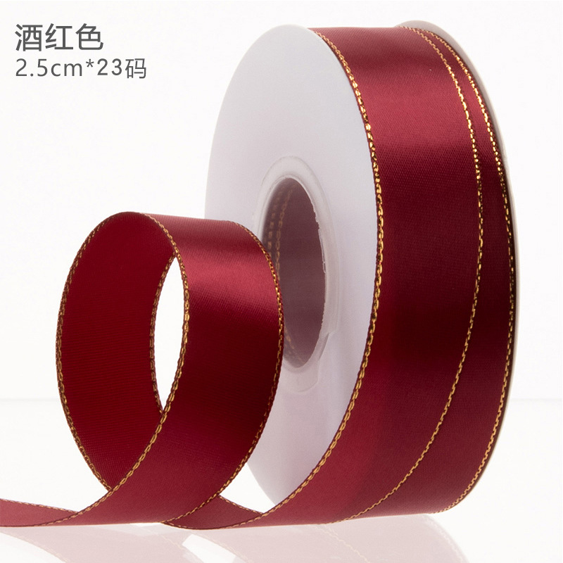 Gold-edged polyester ribbon for flower wrapping