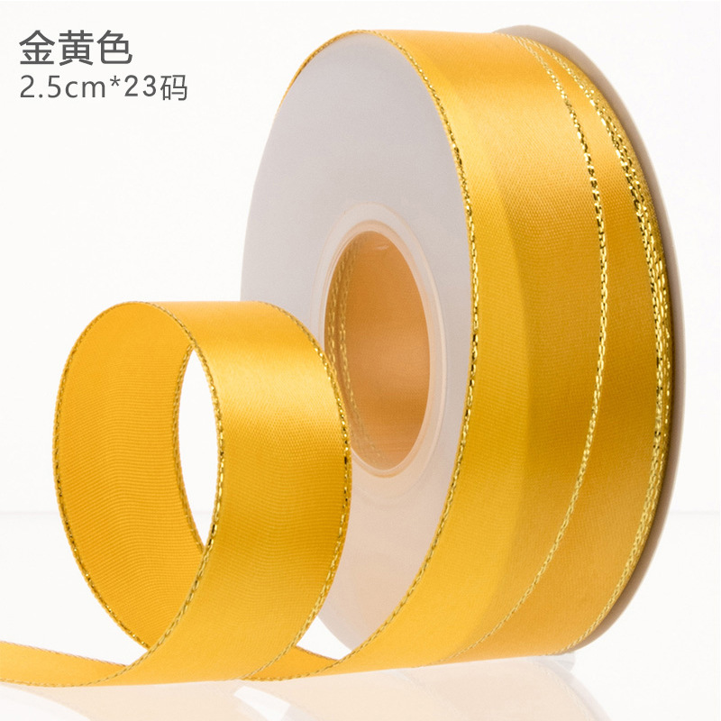 Gold-edged polyester ribbon for flower wrapping