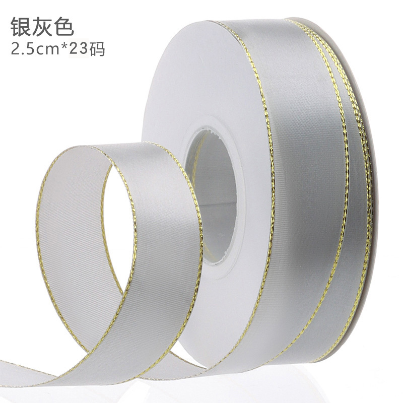 Gold-edged polyester ribbon for flower wrapping