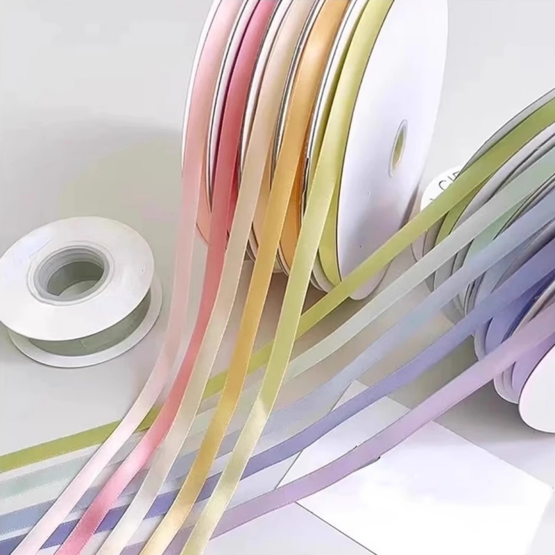 Solid color 1CM satin ribbon, fabric ribbon, bouquet, floral arrangement, fresh flowers, ribbon