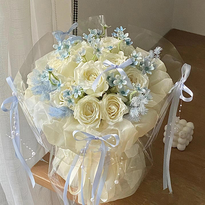 Solid color 1CM satin ribbon, fabric ribbon, bouquet, floral arrangement, fresh flowers, ribbon